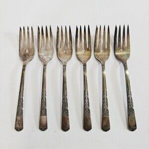 Vintage Oneida Tudor Plate Royal York/Oakleigh Silver Plate Salad Fork Set of 6